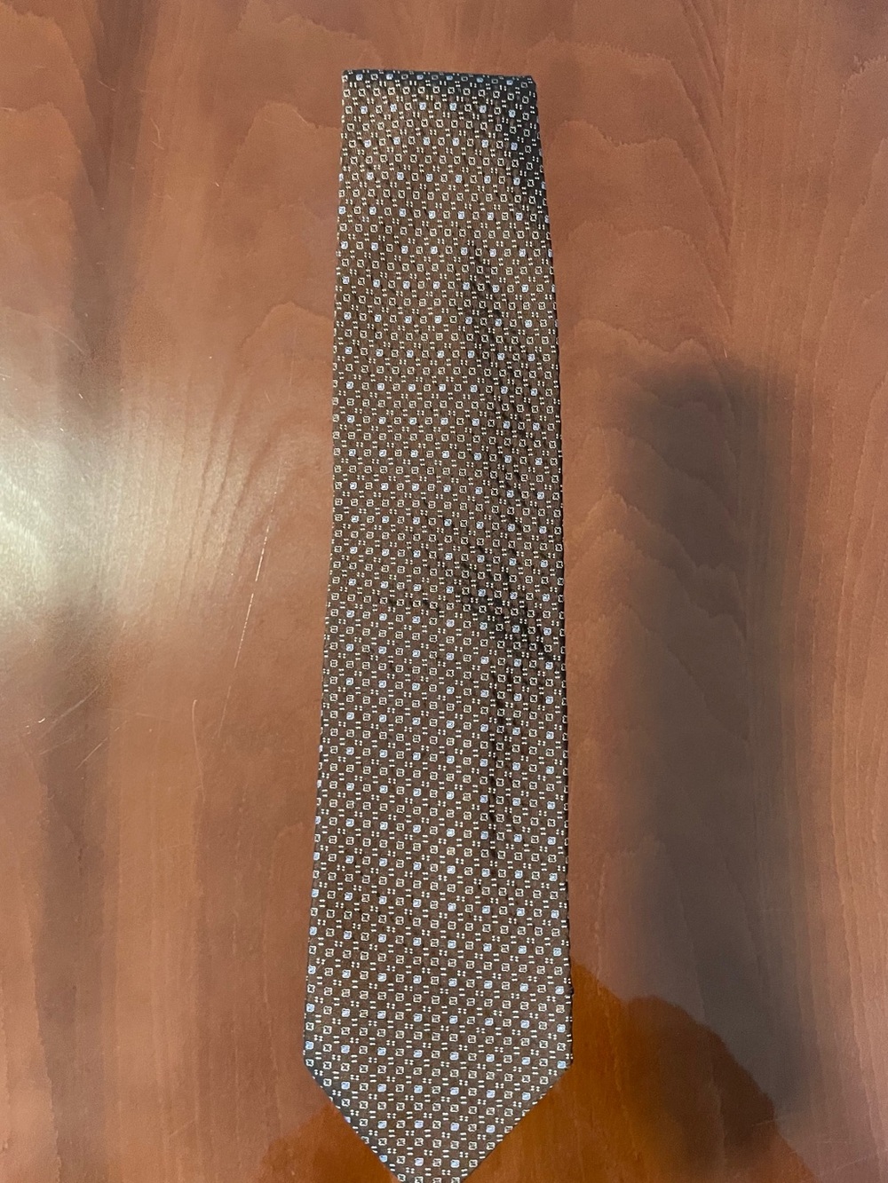 Armani Collezioni Brown Micro-Pattern Silk Tie